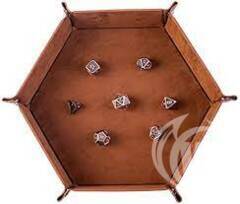 hexagon dice tray - brown